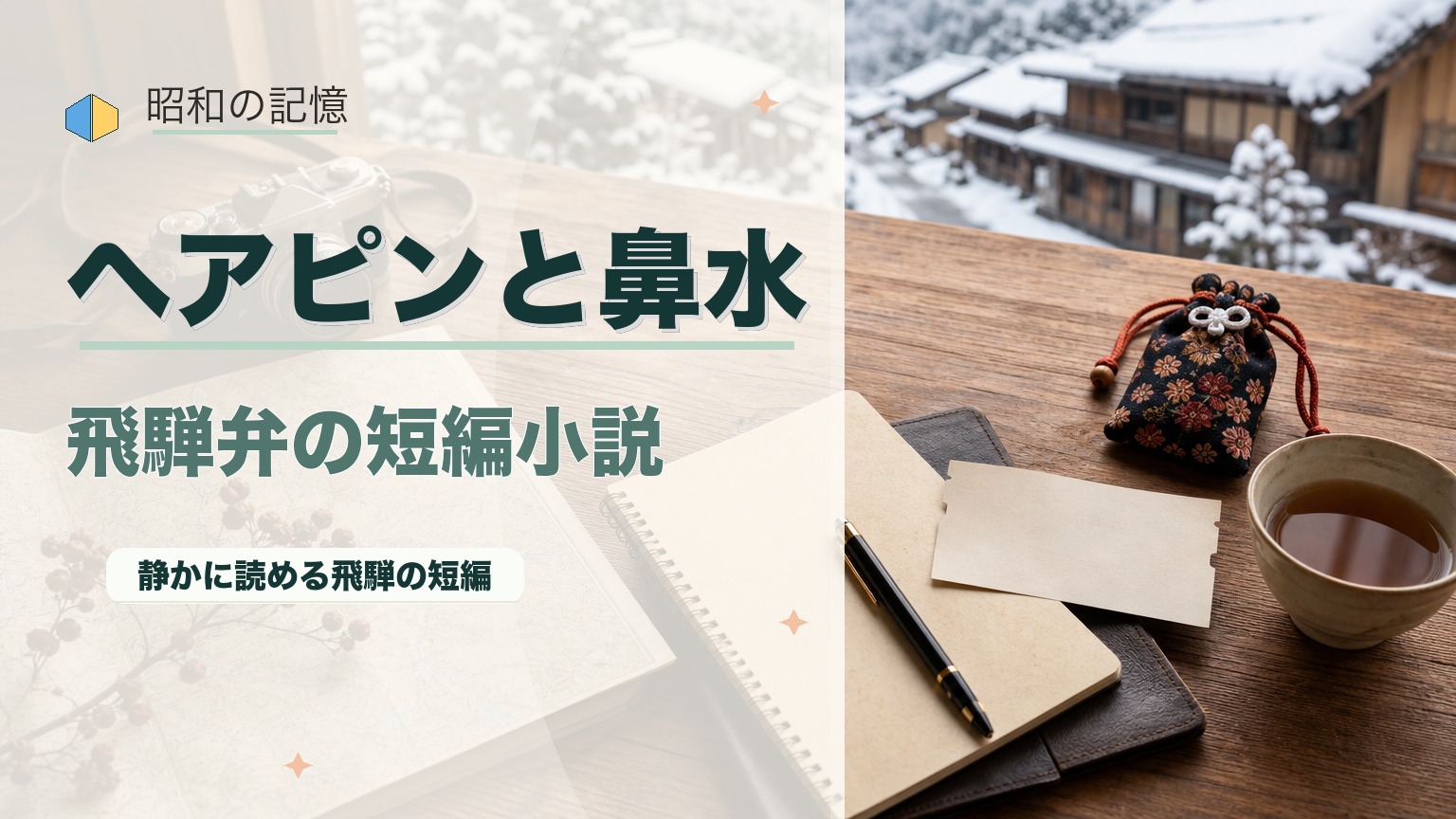 飛騨弁の泣ける短編小説『ヘアピンと鼻水』｜昭和の初恋と人生の宝物のアイキャッチ画像